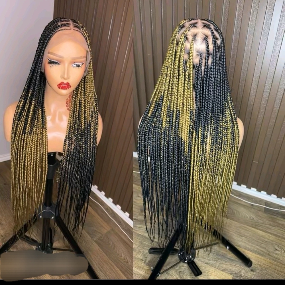 Black and Gold Braided Wig - Picture 2 of 2